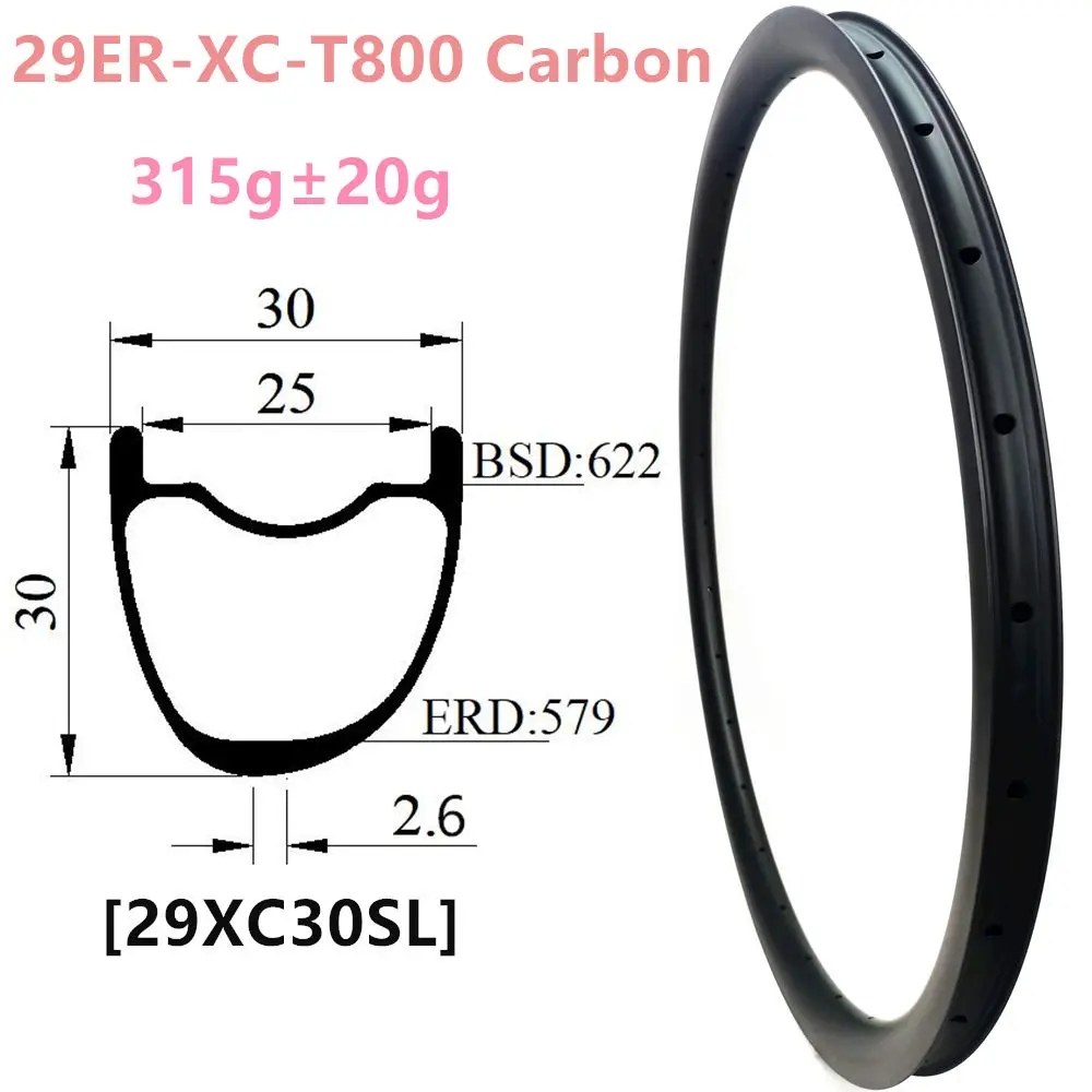 

29er 320g Ultralight XC Asymmetric 30X30mm 29er carbon mtb rims tubeless mountain bike wheel mtb 29er carbon rim 29" wheels