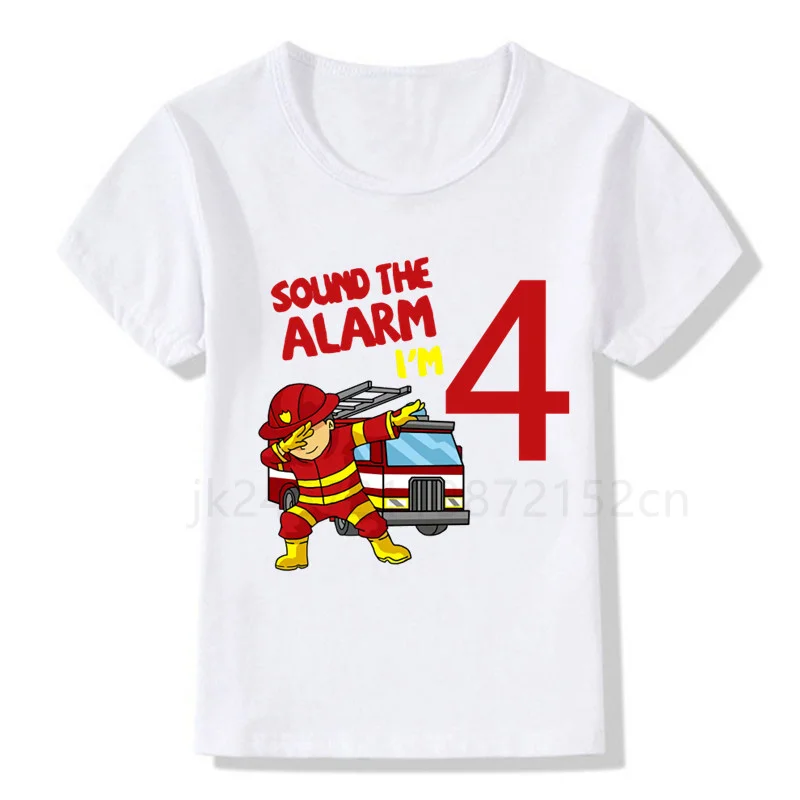 Number1-10 Baby Boys Girls Funny Fire Truck Clothes Short Sleeve T Shirt Pure Fire Truck T-shirt Brand Tee Tops Unisex