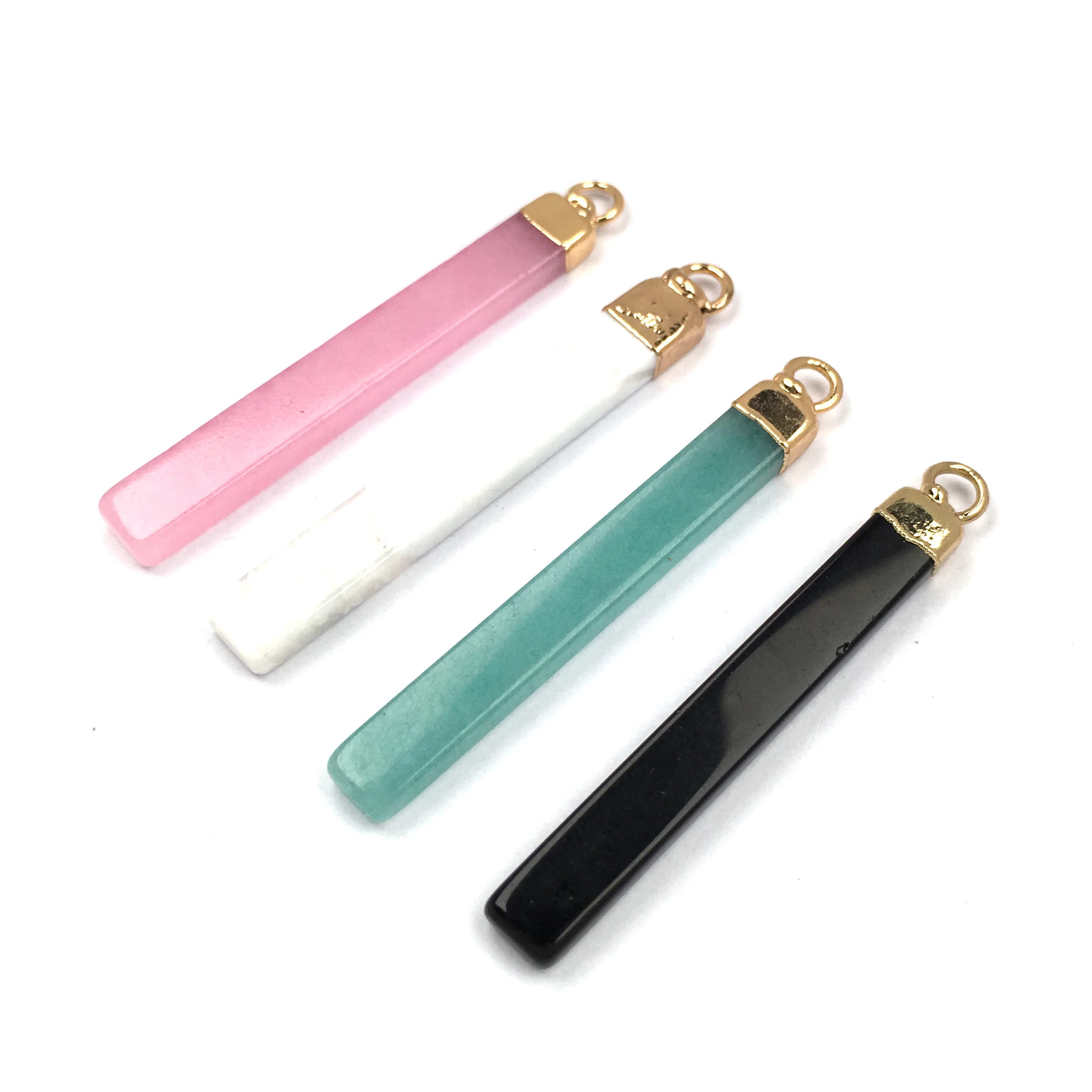 Natural Stone Crystal Pendant charm Rectangular Pendants for Jewelry Making Supplies DIY Fine necklace accessories size 5x45mm