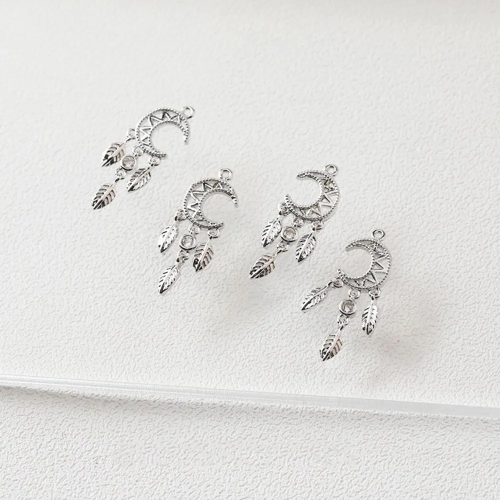 4PCS การออกแบบดวงจันทร์รูปจี้ Eardrop สำหรับผลการค้นหาเครื่องประดับ Rhinestone DIY มือทำทองแดง14K Gold Plated อุปกรณ์เสริม