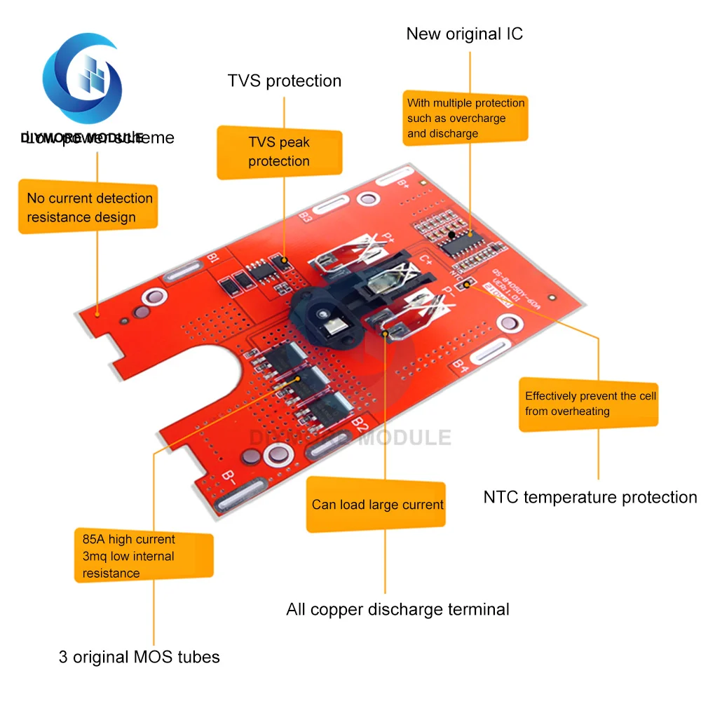 BMS 5S 18V 21V 65A Li-ion Lithium 18650 Battery Power Bank Charge Protection Board For Screwdriver/Electric Tools