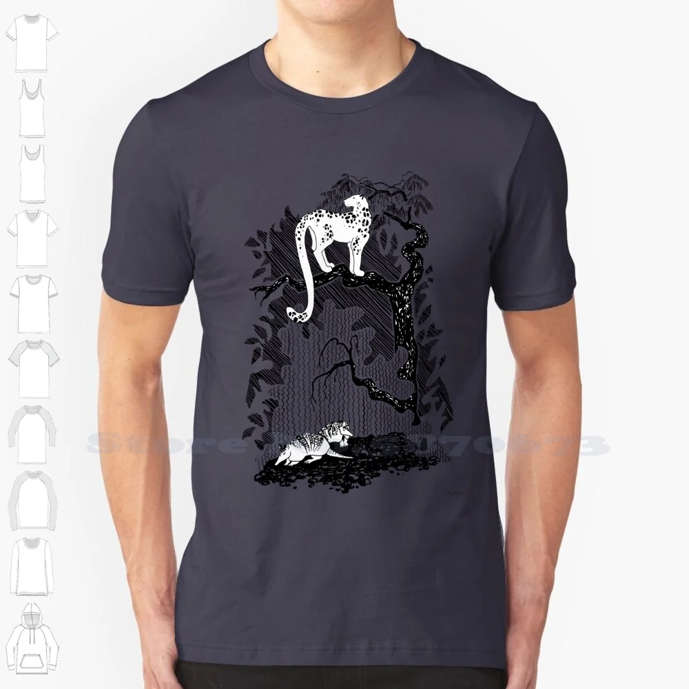 And Armadillos 100% Cotton T-Shirt Animal Lover Design Animal Lover Armadillo Armadillos Big Cats Black And White Graphic