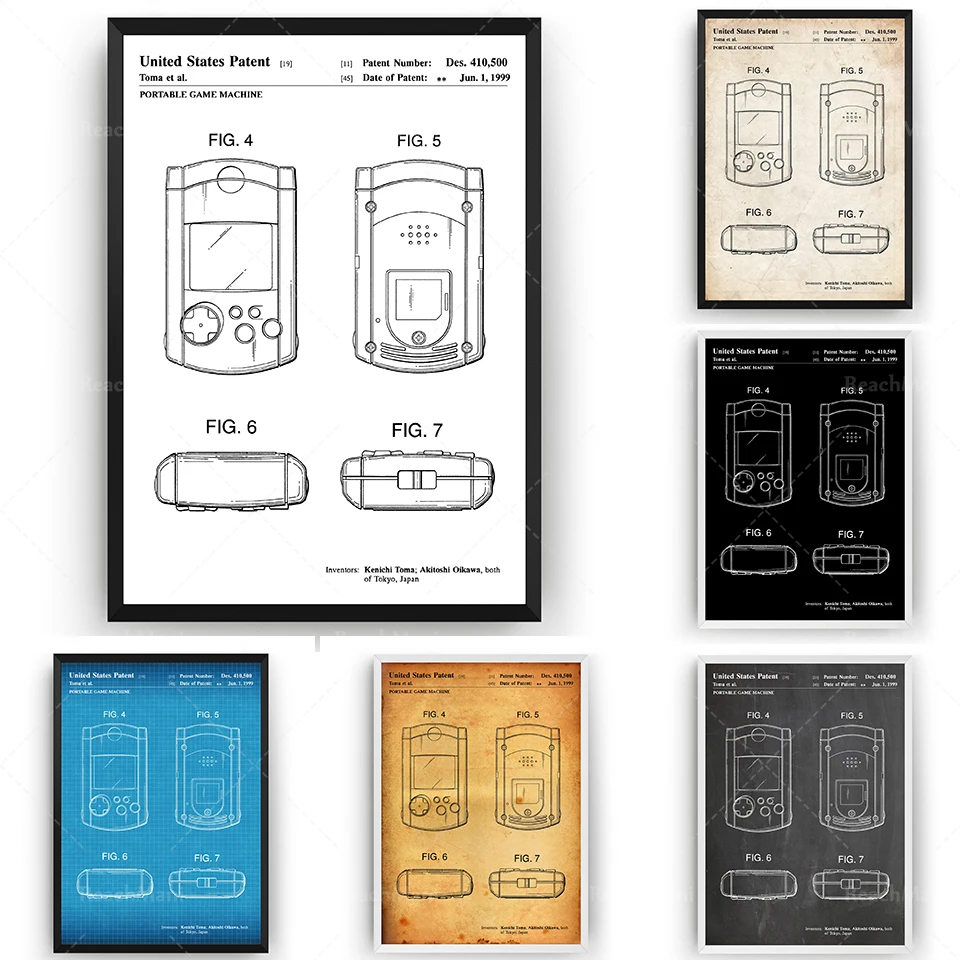 SEGA Dreamcast VMU 1999 Patent Print, Gaming Blueprint Gamer Decor Wall Art Poster Gifts