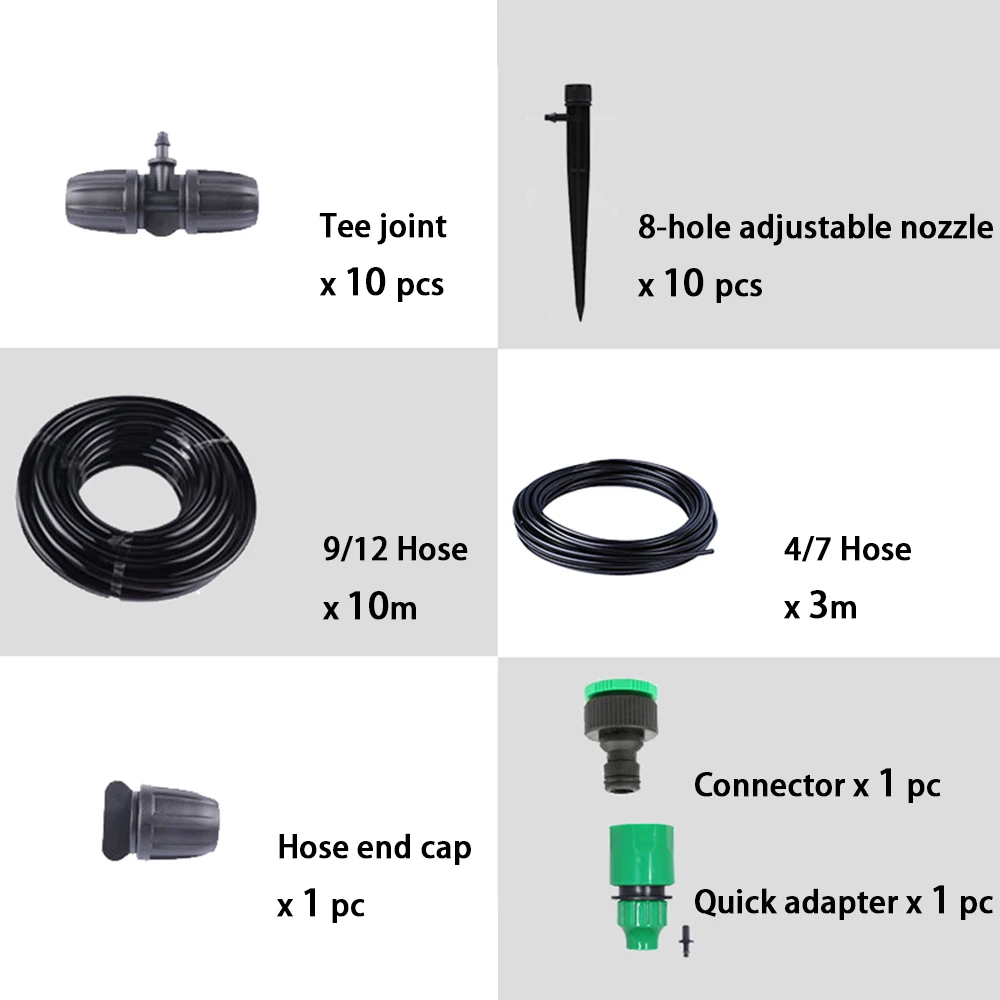 9/12mm,4/7mm wąż automatyczny regulowany System nawadniania z dyszą kroplową/rozpylającą wiele zestawów nawadniania