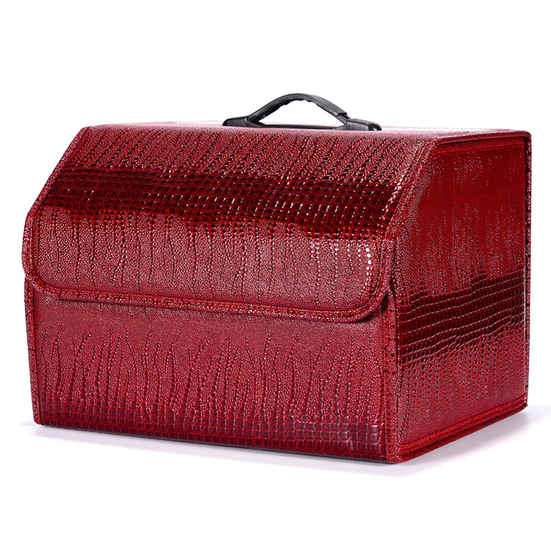 Car Trunk Storage Box Luxury Crocodile Pattern Folding Car Organizer Box Multifunction PU Leather Storage Bag Auto Accessories