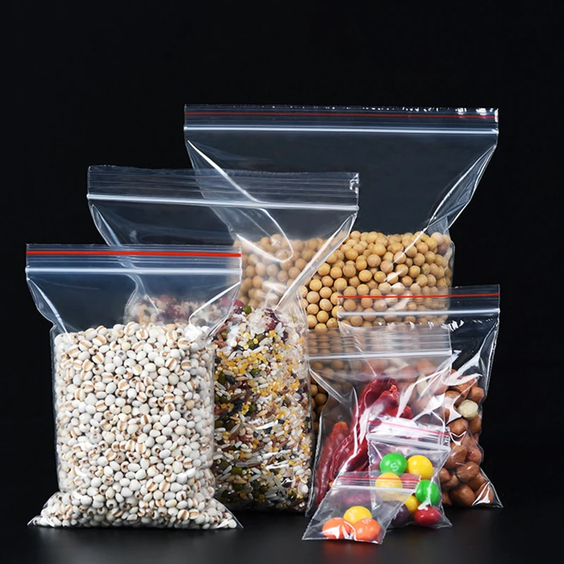 100PCS Thick Ziplock Plastic Bags Zip Lock Storage Bags Small Jewelry Packing Nut Snack Food Storage Self Seal Vacuum Fresh Bag