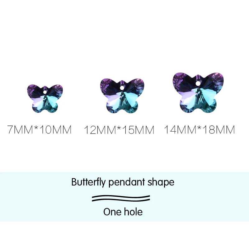 

All size 6754 Butterfly pendant shape one hole high quality glass crystal Sharp bottom for jewelry making