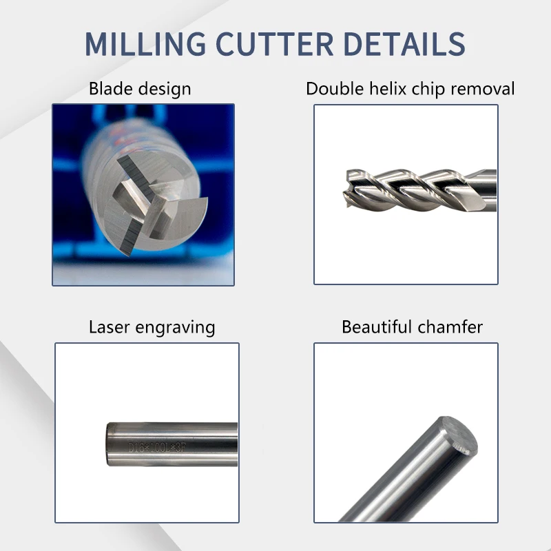 Cutting HRC50 3 Flute 1mm 2mm 3.5mm 5mm 8mm 10mm 12mm 20mm 50L-150L Alloy Carbide Milling Tungsten Steel Milling Cutter End Mill