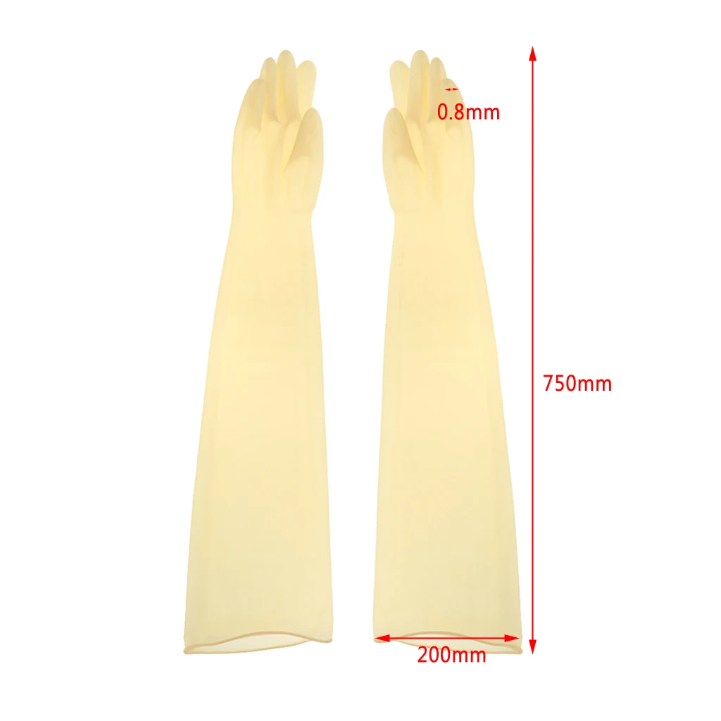 2 Pairs 75cm/30\'\' Anaerobie Glove Box Rubber Work Gloves Long Sleeve Anti Acid