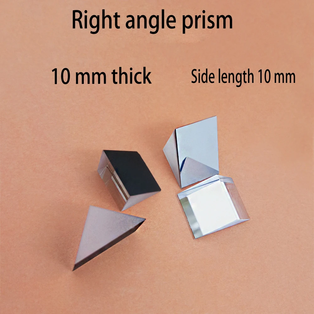 Prisma de Reflexão Interna de Ângulo Reto de 10 mm Vidro Óptico Teste de Experimento Prisma Triangular Espelho Aluminizado Prismas Pretos