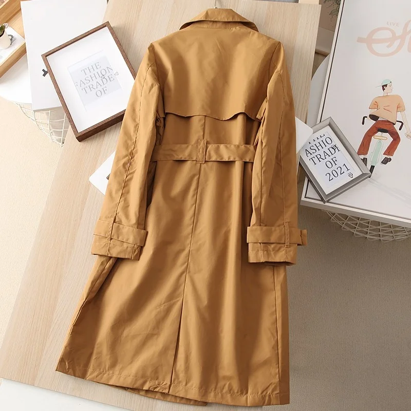 

Double Classic Breasted Trench Women Turn-Down Collar Sashes Casual Long Coat High Street Female Windbreakers Vintage Overcoat