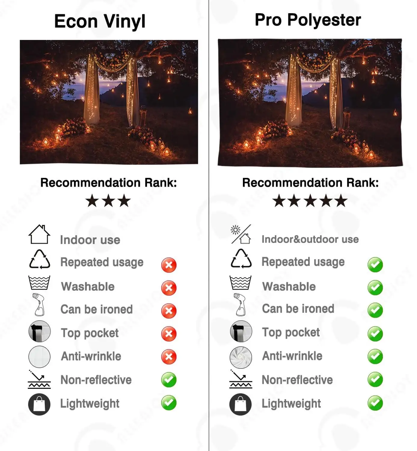 Funnytree 웨딩 약혼 배경 커튼 초원 밤 빛 꽃 배경, 파티 장식 사진 스튜디오 Photocall 배너