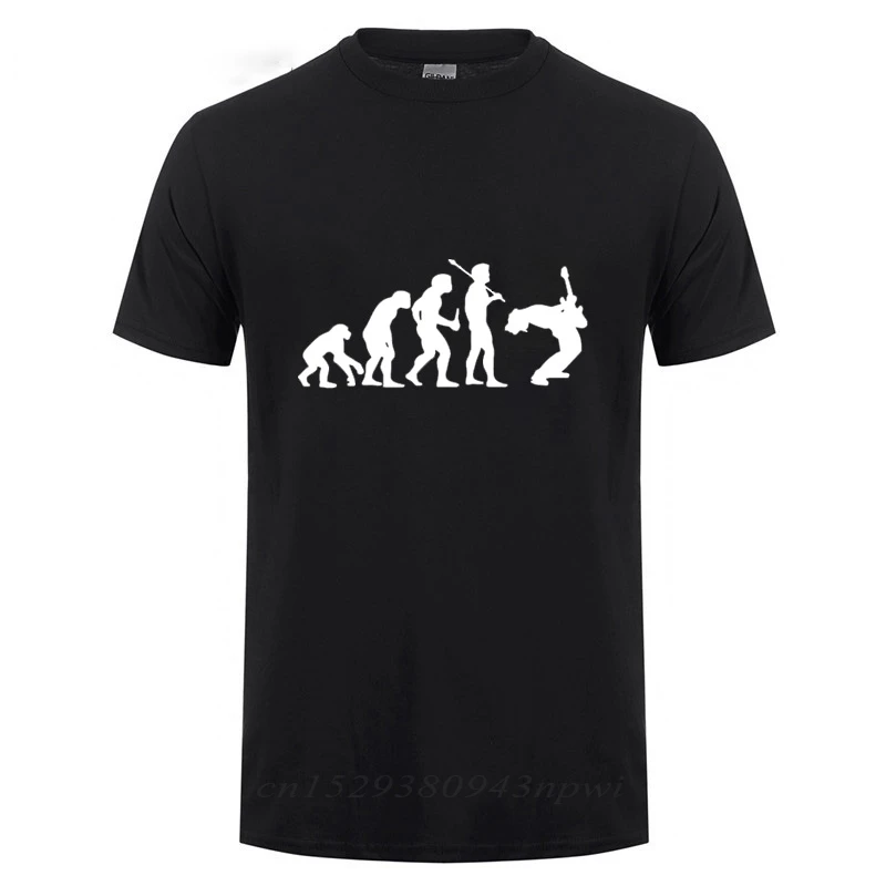 Evolution Of A Guitarist Music Rock Guitar Musician Band Metal T-shirt Men Male Short Sleeve Round Neck Cotton Funny T Shirt