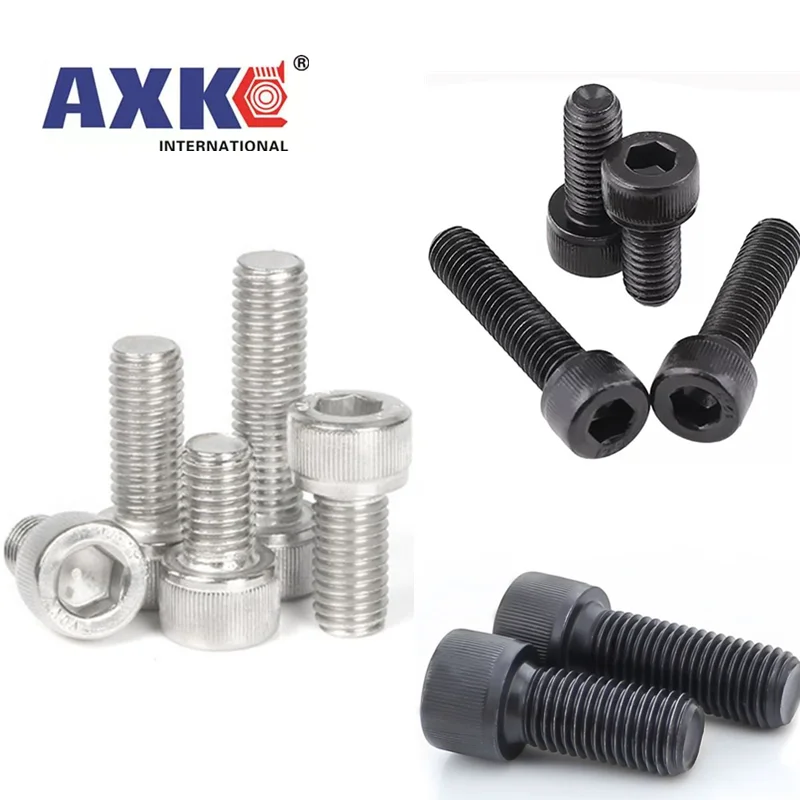 10pcs M3 M4 M5 M6 M8 304 A2 Stainless Steel Black grade 12.9 steel DIN912 Hexagon Hex Socket Head Cap Allen Bolt Screw L=4-150mm