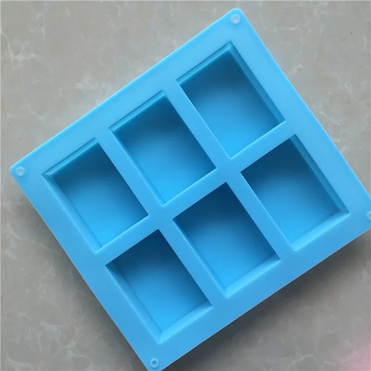 6-Cavity  Rectangle Shape Silicone Soap Mold DIY Making Homemade Cake Mould Tray Soap Mould Crafts