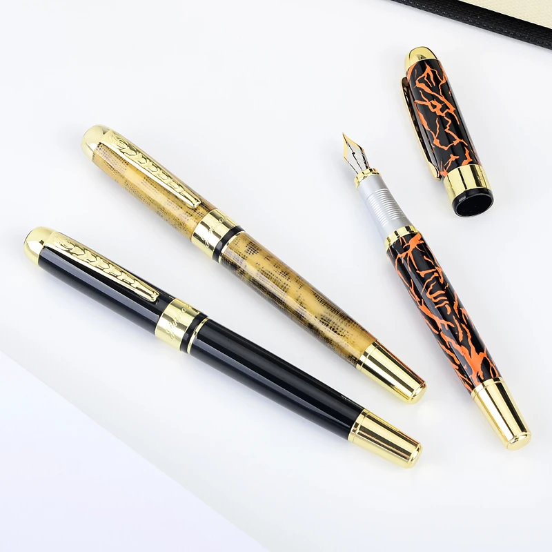 New Luxury Brand Noble Golden & Silver Stainless Fountain Pen Hot Sale Nib Gift High Quality School Office Writing Supplies