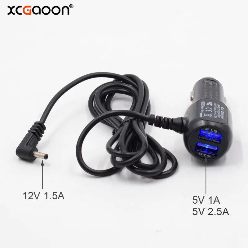 

XCGaoon Diameter 3.5mm 12V 1.5A Charging Port With 5V 3.5A Dual USB Car Charger for Car GPS Radar Camera Cable 1.5meter