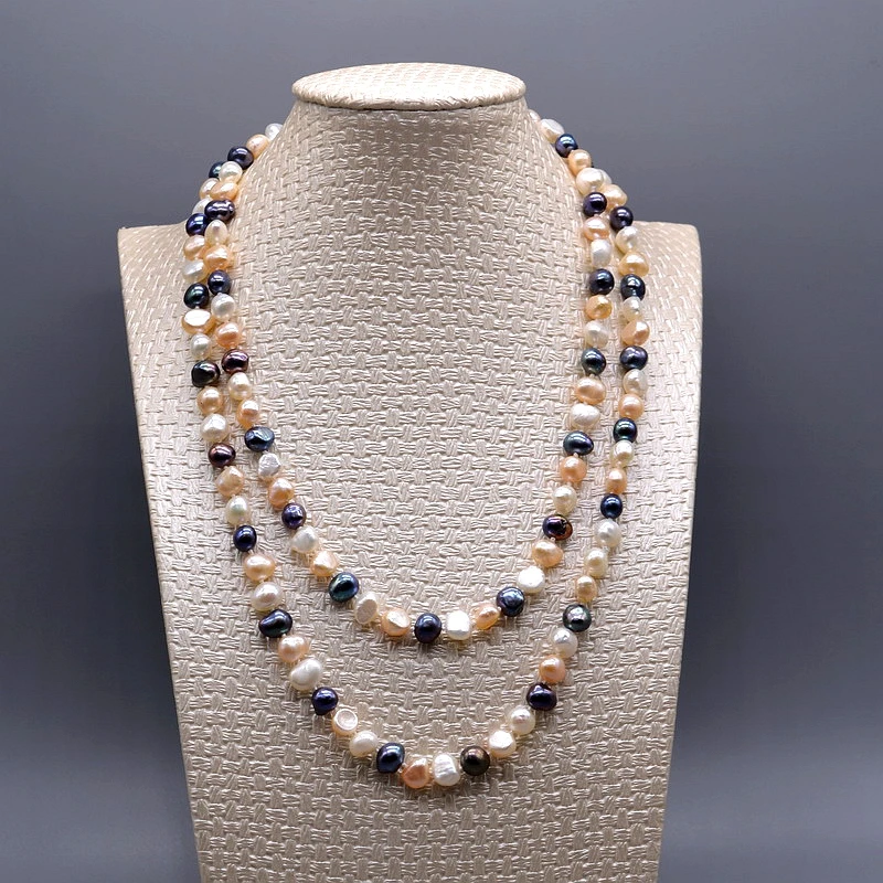 Vintage Twist Necklace Natural Freshwater Pearl Long Necklace Multicolor Baroque Pearl Necklace Women\'s Engagement Necklace