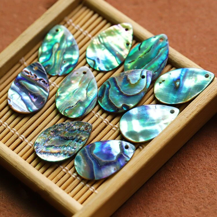 20PCS Droplet Shape Piece Natural Abalone Shell Hand-Carved DIY Jewelry Earrings Accessories