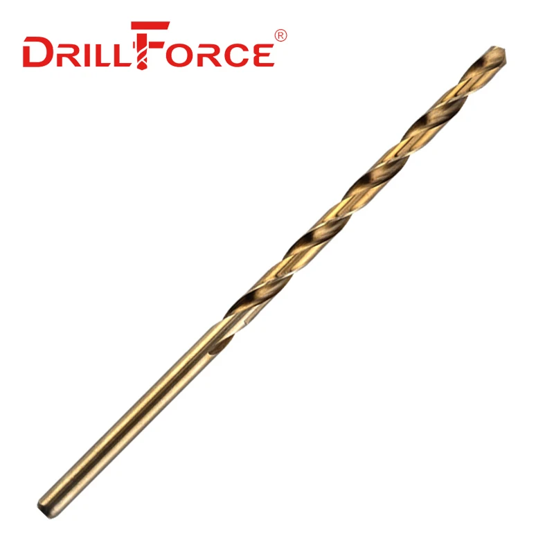 Drillforce Tools 1PC 4mm-12mmx350mm OAL HSSCO 5% Cobalt M35 Long Twist Drill Bits For Stainless Steel Alloy Steel & Cast Iron