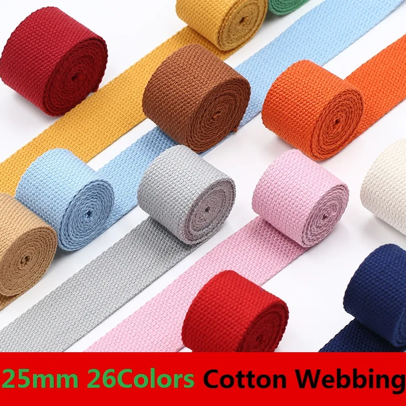 

50Yards-46Meters 25mm 1.2KG Quality Colorful Ribbon Thicken Polyester Cotton Webbing Backpack Sewing Bag Belt Accessories NEW