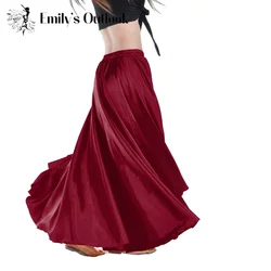 Satin Skirt Belly Dance Costume Women Gypsy Skirts Dancer Practice Wear Maxi Skirt 12 Color Assorted Solid White Black Arabic