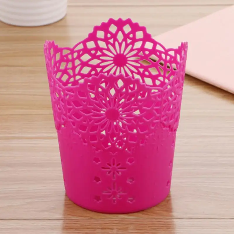 Home Desk accessories Creative Multifunctional Hollow Flower Pen Pot Makeup Brush Holder Desktop Rubbish Storage Basket