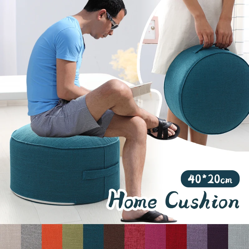 Cerimônia de chá piso puffs com recheios algodão linho tatami footstool otomano engrossar meditação almofada yoga almofada redonda futon
