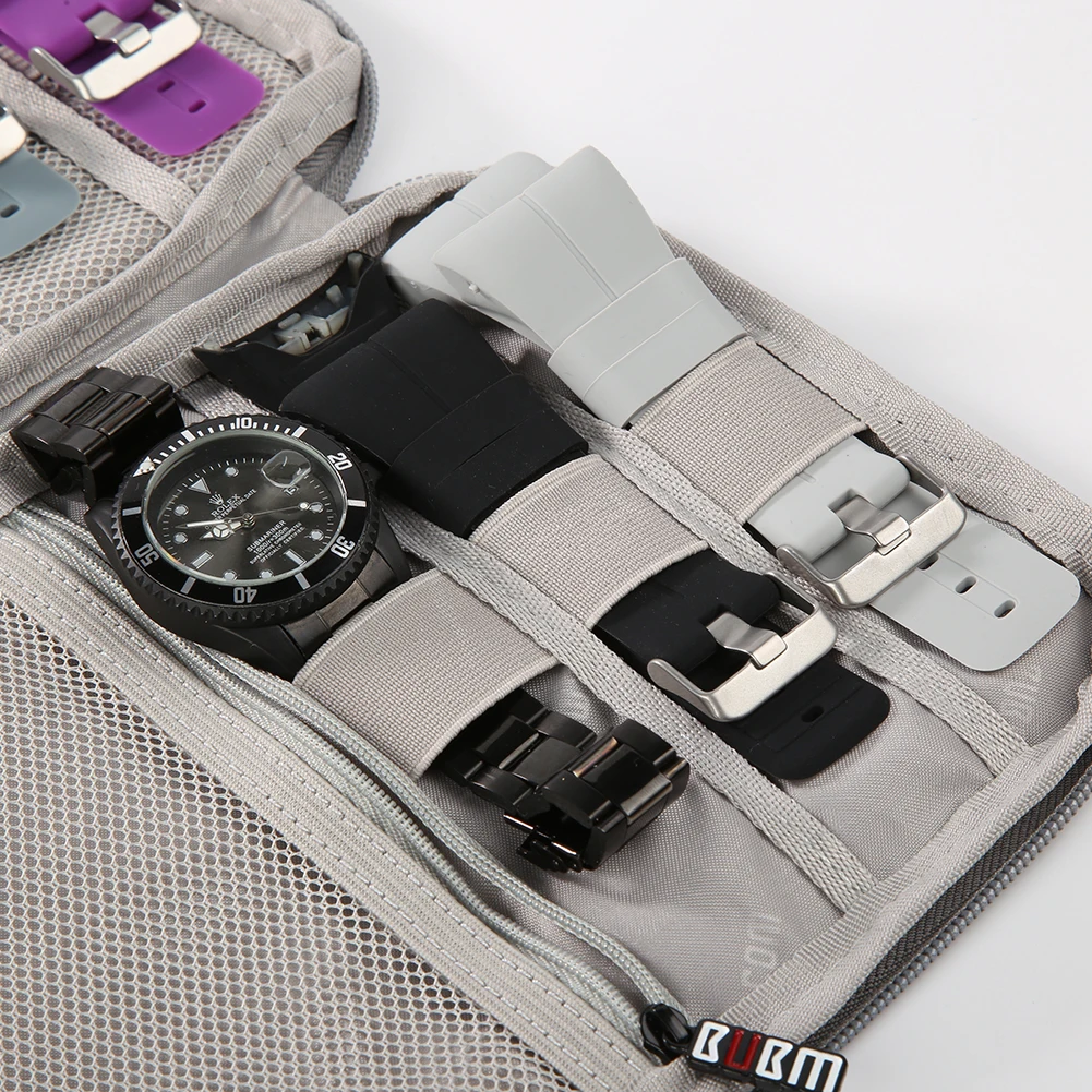 Pulseira organizadora para relógio, fecho com zíper retangular