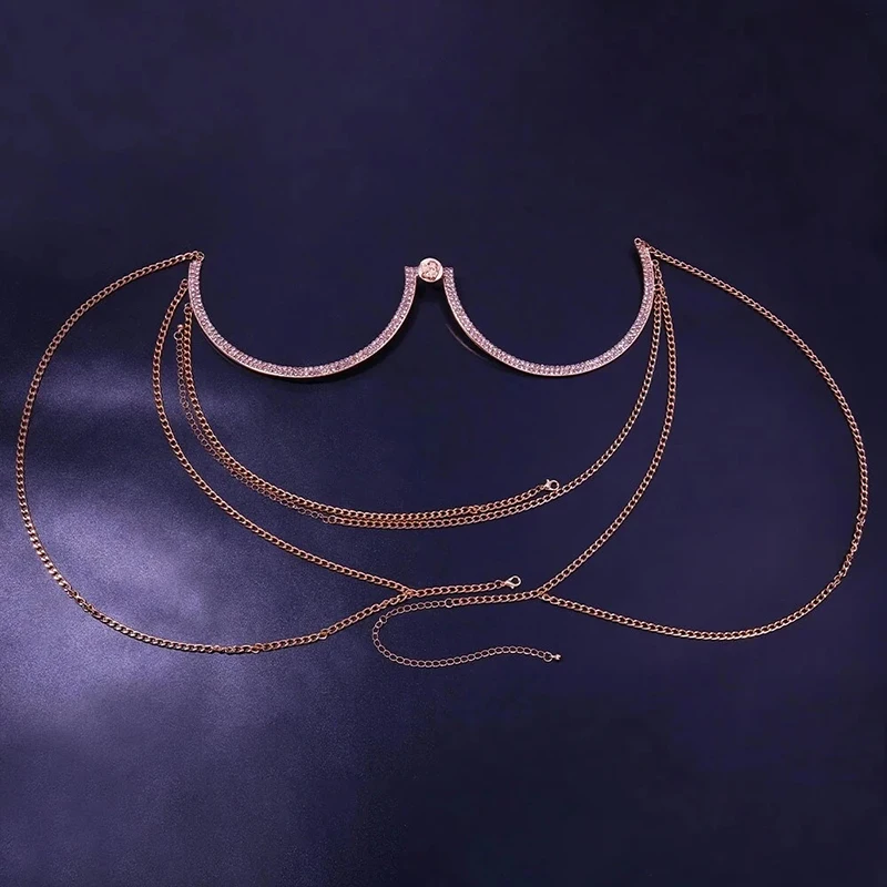 Stonefans الزركون فراشة شرابة الثدي سلسلة المرأة الاكسسوارات الصدرية قمة الموضة الجديدة على شكل حرف U مثير لامعة حجر الراين الجسم سلسلة