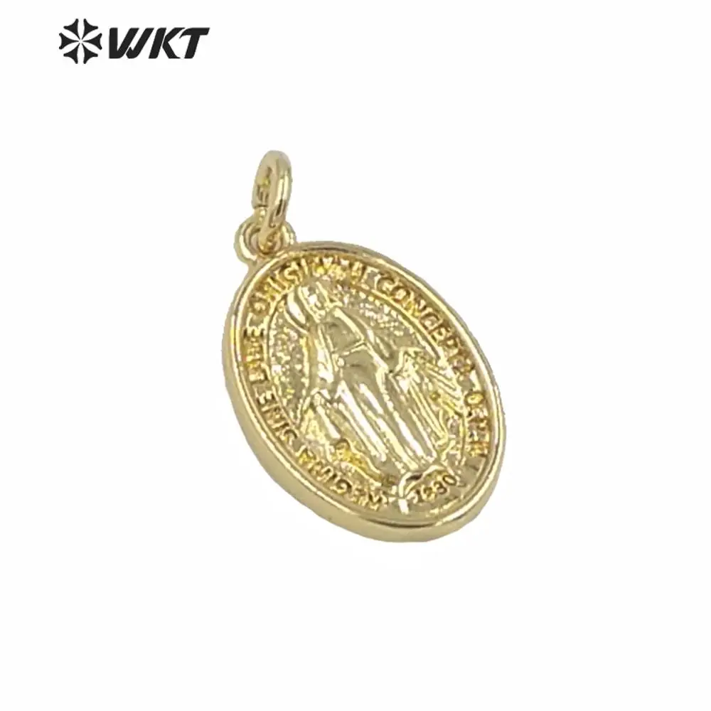 MP162 Wholesale Charming Small Size Coin Pendant Popular Metal Jesus Christ Jewelry Hot Sale Oval Single Loop Gold Color Fashion