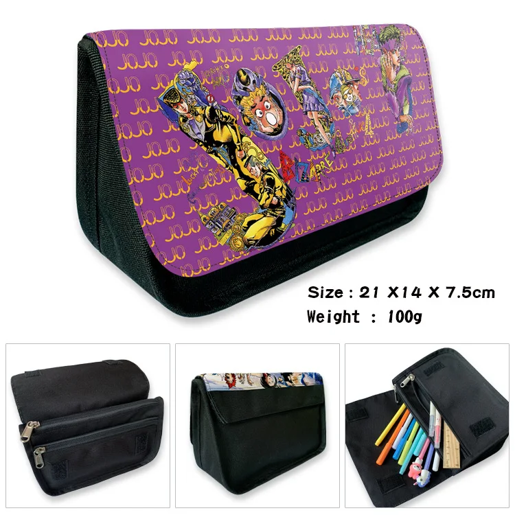 Anime JoJo Bizarre Adventure Cartoon Pencil Case Stationery Box Students Pen Pouch Female Cosmetic Make Up Bags