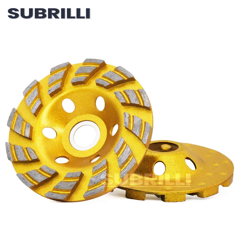 

SUBRILLI 4" Diamond Grinding Wheel Segment Double Row Bowl Cup Grinding Disc Abrasive Wheel For Angle Grinder Concrete Granite