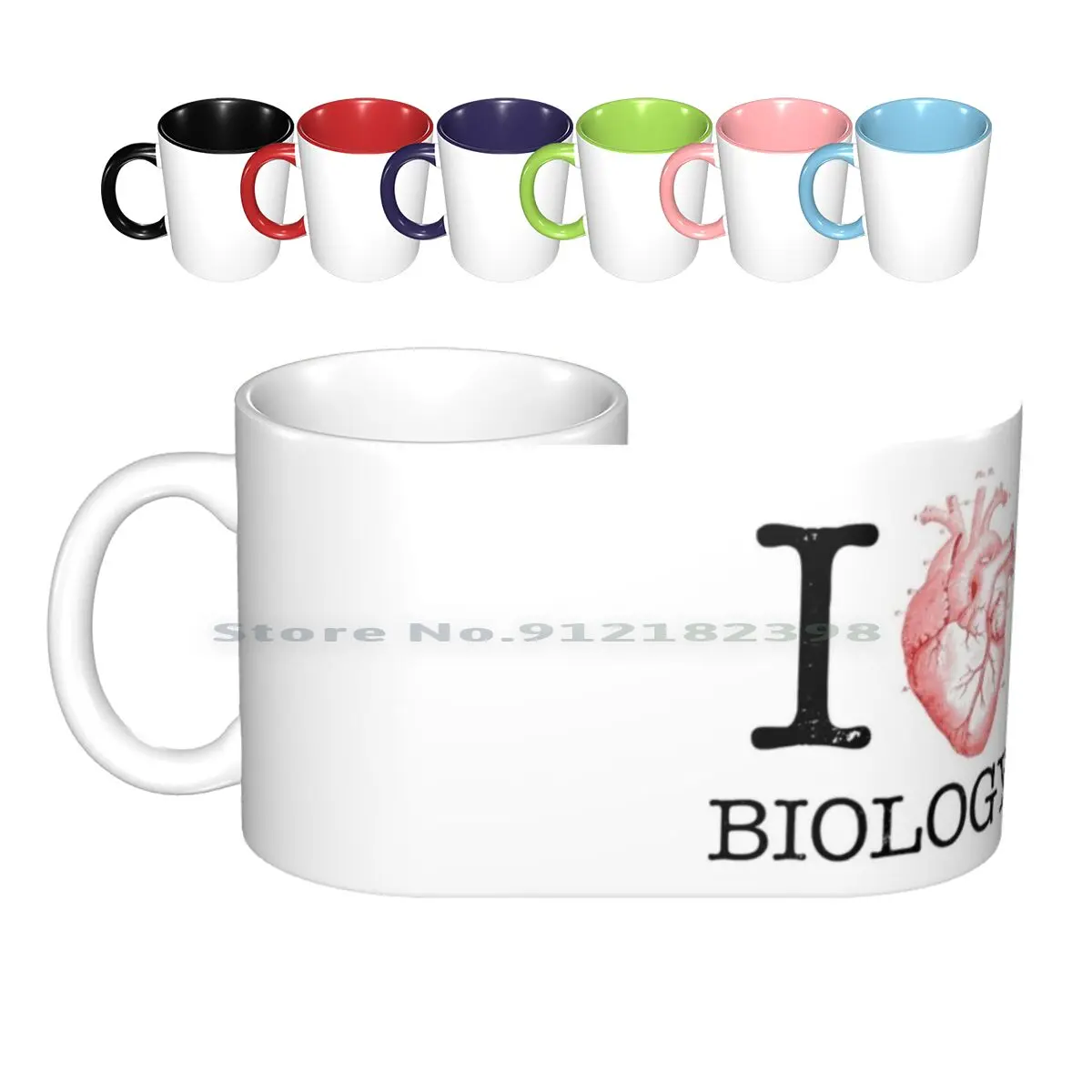 I Love Heart biologia T Shirt-Love Science tazze in ceramica tazze da caffè tazza da tè al latte scuola Collage Uni università insegnante insegnamento