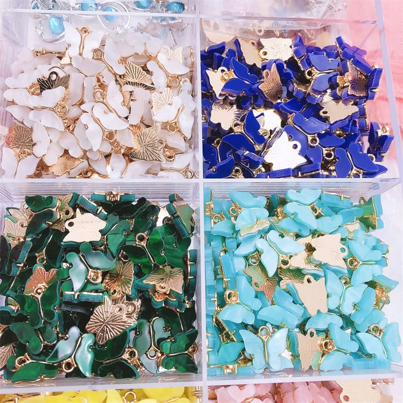 Kpop Sweet Acrylic Butterfly Charms for Jewelry Making Supplies Cute Animal Pendant DIY Earrings FIndings Accessories Wholesale