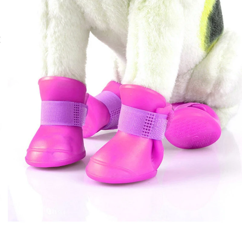 Pet Dog Cats Rain Shoes Pet Boots Rubber Portable Anti Slip Waterproof Pet Dog Cat Rain Shoes Pet Supplies Size S/M/L