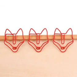 Red Fox Head Animal Paper Clip Bookmark Paperclip Office Supplies Wolf Paper Clips Decorative Metal Clips Office Accessories