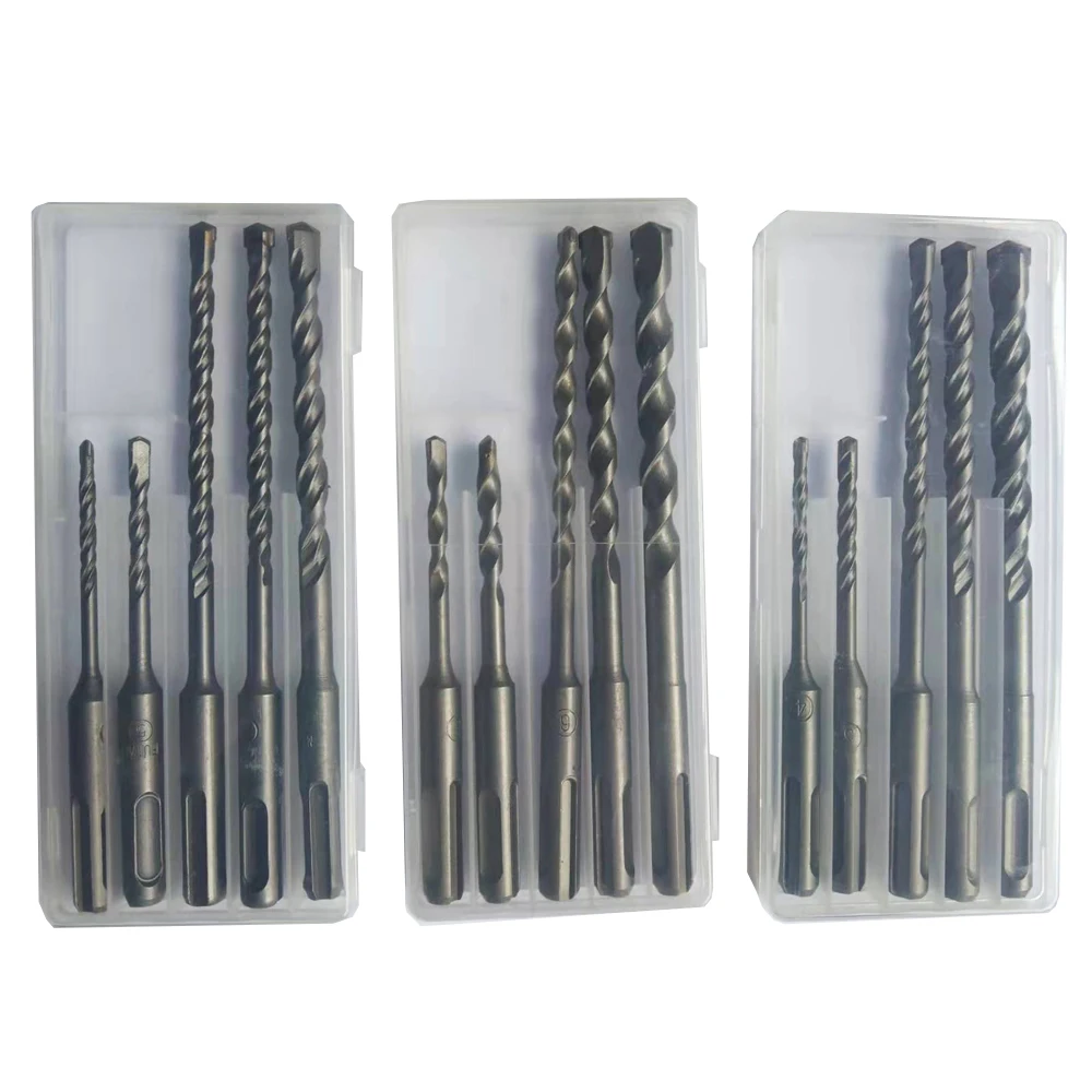 Nuove punte in metallo duro sds-plus da 5 pezzi punte in metallo duro PGM Set di punte per cemento armato, muratura, marmo, mattoni e piastrelle