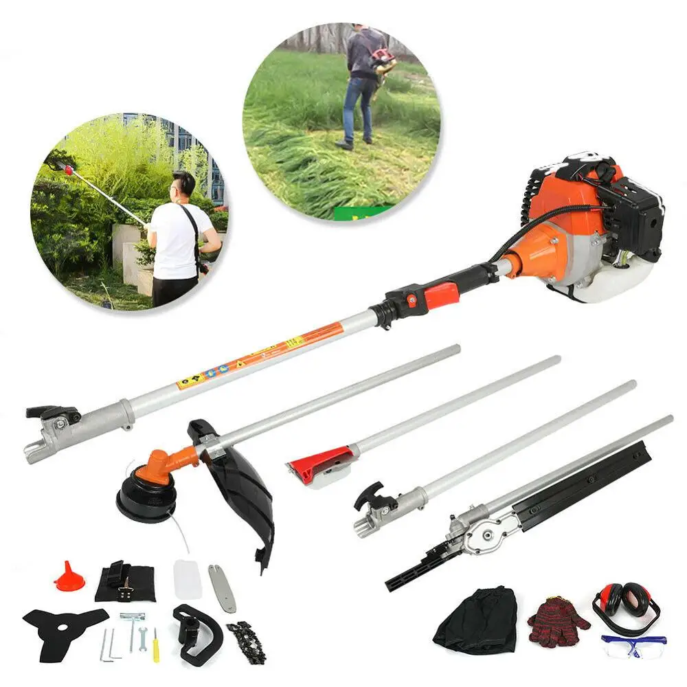 2 Stroke 5 in 1 Heavy Duty Multifunction Petrol Trimmer Grass Brush Bush Tree Cutter Garden Outdoor Tool