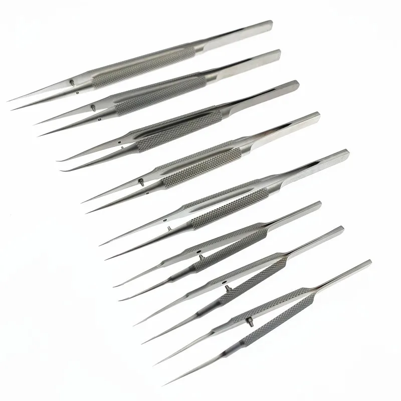 10.5cm/14cm/16cm/18cm Stainless Steel Ophthalmic Micro Forceps Round Handle Ophthalmic tweezers eye surgical instruments