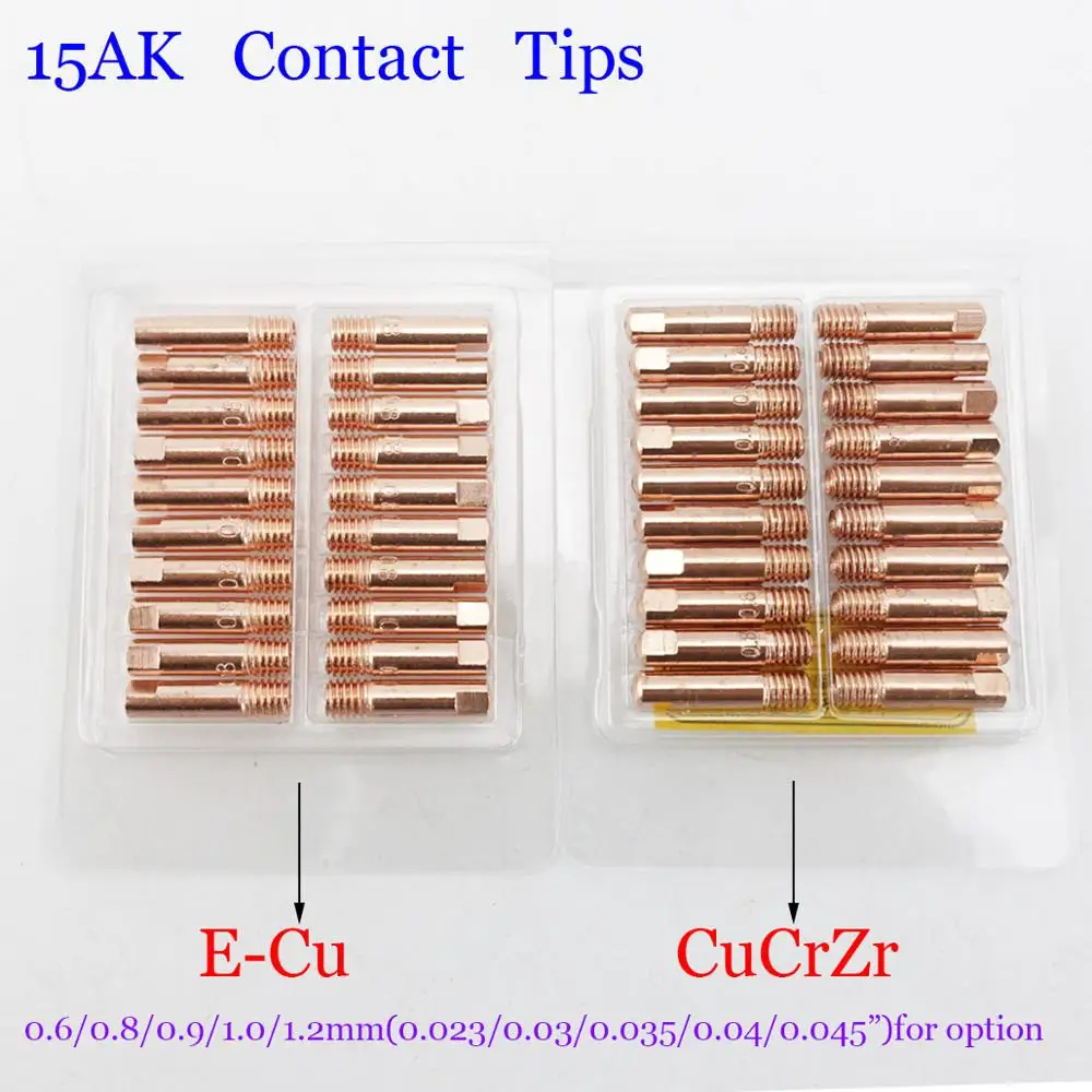 20pcs 15AK Contact Tip CuCrZr MIG Torch/Gun Consumables 0.6 0.8 0.9 1.0 1.2mm M6x25mm Welding Tips for MIG MAG Welding Torch