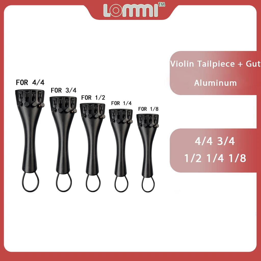 LOMMI 1PC 5PCS Aluminum 4/4 3/4 1/2 1/4 1/8 Violin Tailpiece Fine Tuner Violin Tail Piece Guts Fiddle Tailpiece Adjuster Tailgut