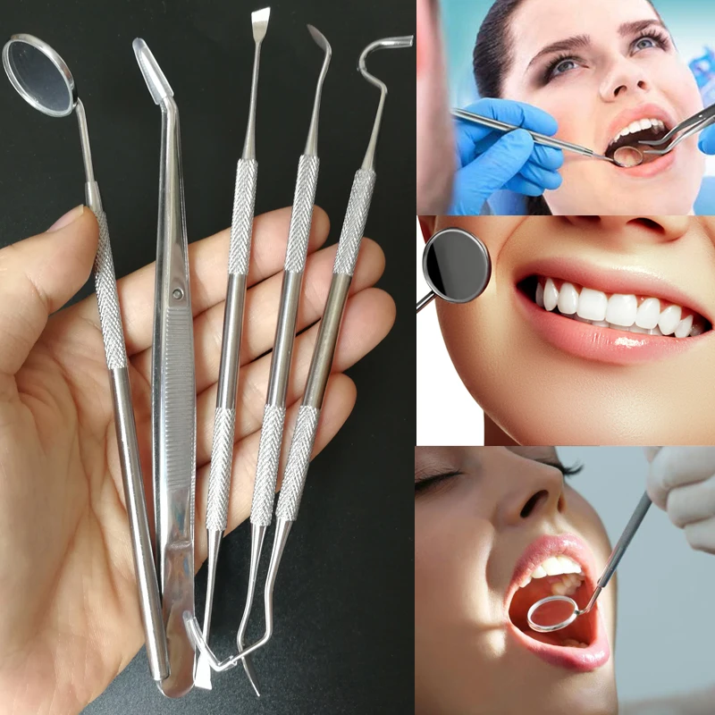 Stainless Steel Mouth Mirror Sickle Tartar Scaler Teeth Pick Spatula Dental Laboratory Equipment Oral Care Tooth Cleaning Tools