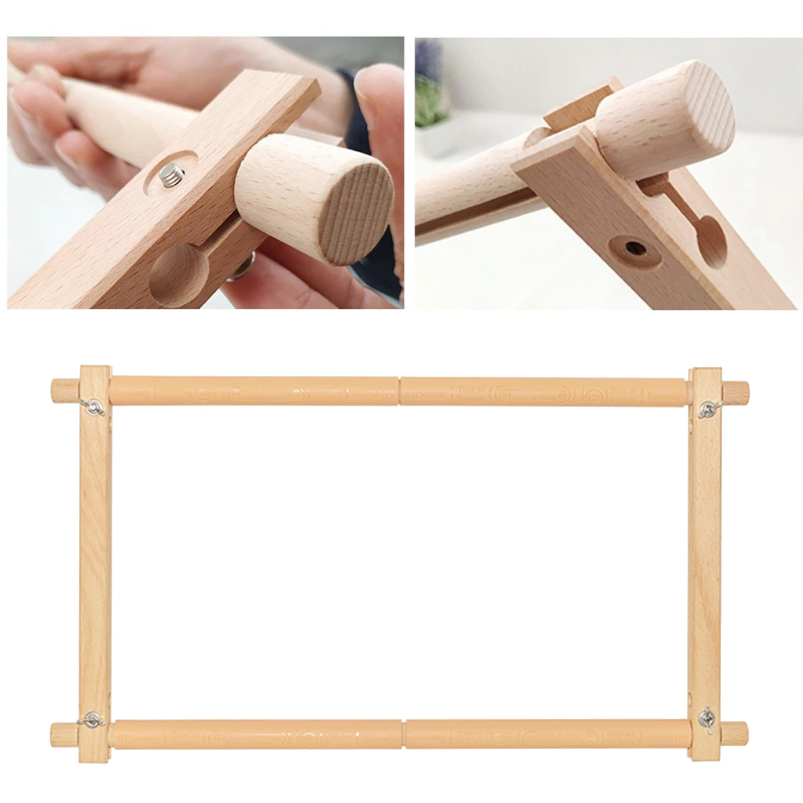 Rectangle Wooden Tapestry Scroll Embroidery Silk-painting Frame Cross Stitch Sewing Tool