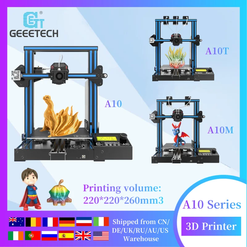 Geeetech A10 A10M A10T 3d printer DIY Kit , Open source GT2560 V4.0 V4.1B Motherboard, 220*220*260mm, home business 3d machines