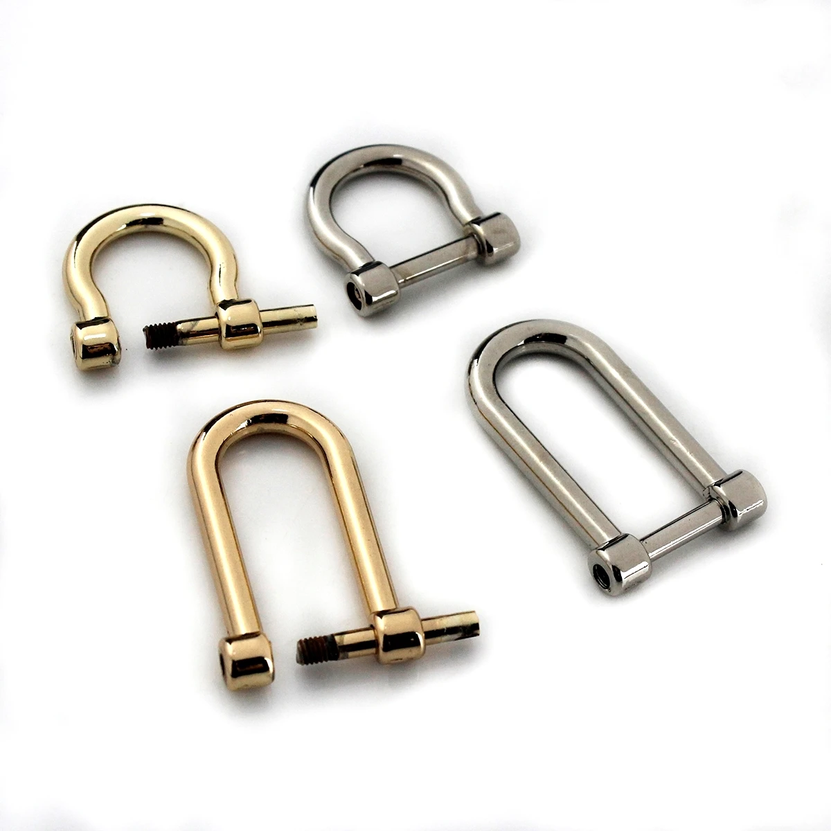 1pcs Alloy Staples Carabiner D Bow Shackle Leather Canvas Bag Belt Fob Key Ring Keychain Hook Screw Joint Connector Buckle