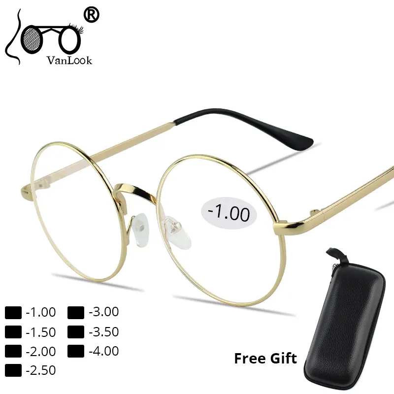 

Myopia Round Glasses Transparent for Metal Frame Eyeglasses Women Men Oculos De Grau Spectacles-1.00-1.50-2.00-4.00