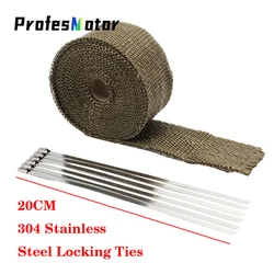 Motorcycle Fiberglass Heat Shield Anti-cut Tape for Exhaust Turbo Thermal 2.5*15M Wrap Pipe 2022 Insulation With Stainless Ties