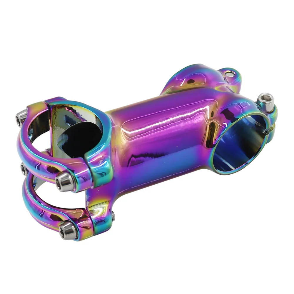 Colorful MTB Road Bike Polished Stem 6° 6 Degree 60 70 80 90mm High-Strength Lightweight XC AM Bicycle Handlebar Rainbow Stem image 4