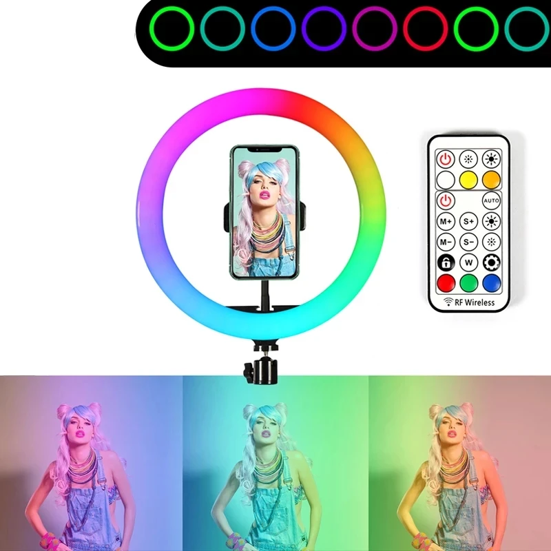 26cm Photo RGB Ringlight Led Selfie Ring Light Phone Bluetooth Remote Lamp Photography Lighting Tripod Holder Youtube Video